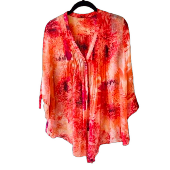 Gibson Tops - Gibson 100% Silk Floral Print Flyaway Top